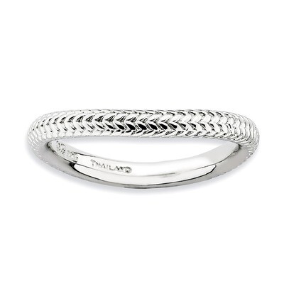 Sterling Silver Polished Rhodium-plate Wave Ring QSK692-6