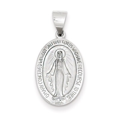 Polished and Satin Miraculous Medal Pendant 14k White Gold XR1399, MPN: XR1399, 883957494333