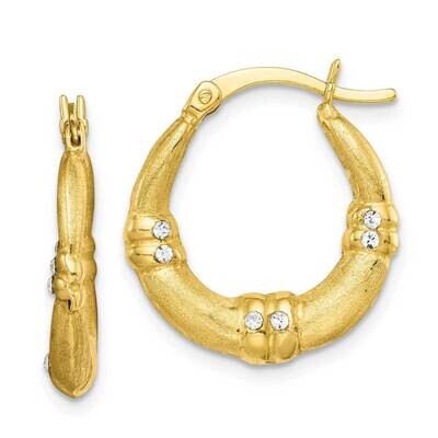 Gold Tone &amp; Textured Hoop Earrings Sterling Silver CZ Diamond QE14168, MPN: QE14168, 883957953076