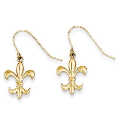 Fleur de lis Dangle Earrings 14k Gold Polished TM791, MPN: TM791, 869944836065