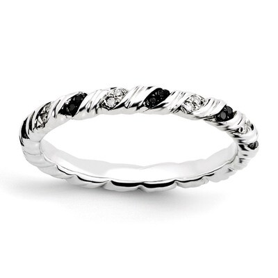 Black &amp; White Diamond Ring - Sterling Silver QSK1054, MPN: QSK1054, 886774202693