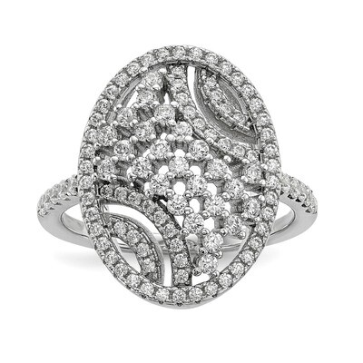 CZ Diamond Ring Sterling Silver Rhodium-plated QR6652, MPN: QR6652, 883957968261