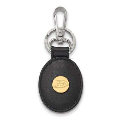 Anaheim Ducks Black Leather Oval Key Chain Gold-plated Silver GP011MDU-K1, MPN: GP011MDU-K1, 886774…