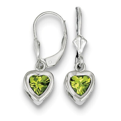 5mm Heart Peridot Leverback Earrings Sterling Silver QE2046PE, MPN: QE2046PE, 883957225692