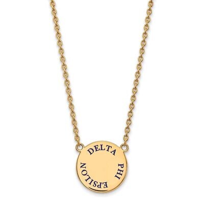 Delta Phi Epsilon Small Enameled Pendant with 18 Inch Chain Gold-plated Silver GP015DPH-18, MPN: GP…