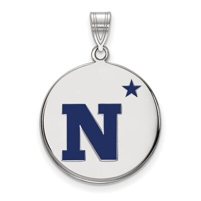 Navy Large Enamel Disc Pendant Sterling Silver SS013USN, MPN: SS013USN, 886774702445