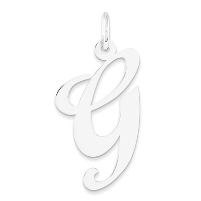 Large Fancy Script Initial G Charm 14k white Gold YC655G, MPN: YC655G, 191101634659