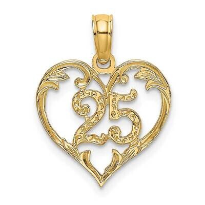 25 Inside Heart Charm 14k Gold K8290, MPN: K8290, 63721804555