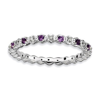 Amethyst &amp; Diamond Ring - Sterling Silver QSK533, MPN: QSK533, 886774009483