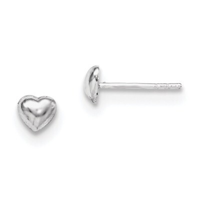 Child&#39;S Polished Heart Post Earrings Sterling Silver Rhodium-plated QE11256, MPN: QE11256, 19110119…