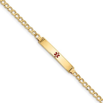 7 Inch Medical Red Enamel Curb Link 6.75mm Id Bracelet 14k Gold XM564CR-7, MPN: XM564CR-7, 19110143…