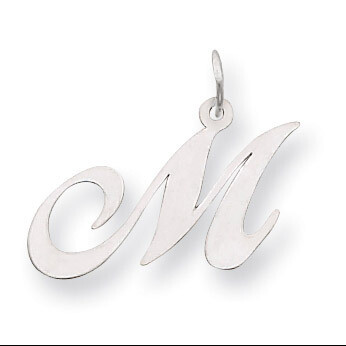 Medium Fancy Script Initial M Charm Pendant 14k white Gold YC653M, MPN: YC653M, 883957030135