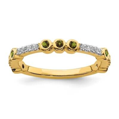 Peridot &amp; Diamond Ring 14k Gold SK2071, MPN: SK2071, 191101214394