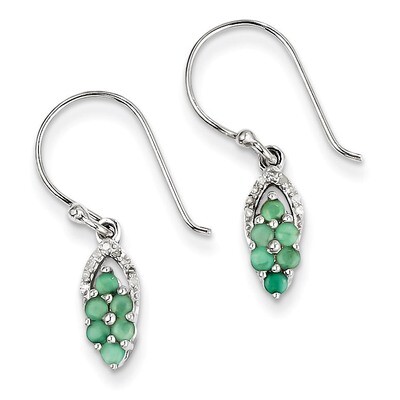 Emerald Shepherd Hook Earrings Diamond Sterling Silver QE10101E, MPN: QE10101E, 883957356389