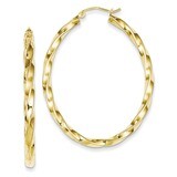 Twisted Oval Hoop Earrings Sterling Silver Gold Plated QE8462, MPN: QE8462, 886774247212