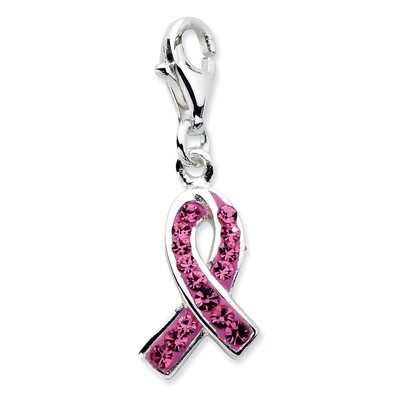 Stellux Crystal Pink AwareneSterling Silver Charm Sterling Silver Click-on QCC614 by Amore La Vita,…
