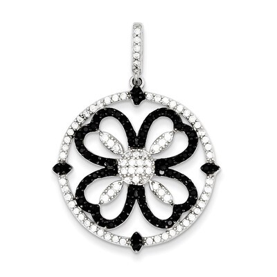 Sterling Silver Black and White Diamond Pendant QP2596