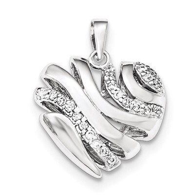 CZ Heart Pendant Sterling Silver QP4138