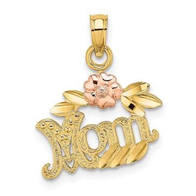 Textured Scroll with Flower Mom Charm 14k Two-tone Gold K9209, MPN: K9209, 637218083749