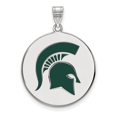 Michigan State University Extra Large Enamel Disc Pendant Sterling Silver SS078MIS, MPN: SS078MIS, …