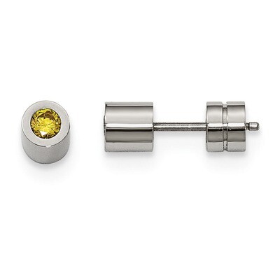 CZ Nov Birthstone Polished Post Earrings Stainless Steel SRE1002 by Chisel, MPN: SRE1002, 191101645…