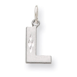 Diamond-cut Initial L Charm 14k White Gold Solid Satin D1282L, MPN: D1282L, 883957862989