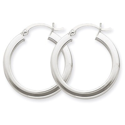 3mm Polished Square Tube Hoop Earrings 14k White Gold Z1116, MPN: Z1116, 883957324593