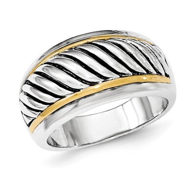 Antiqued Ring Sterling Silver Gold-tone QR6130, MPN: QR6130,