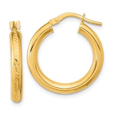 Textured Hoop Earrings 14k Gold Polished TF2062, MPN: TF2062, 883957988153