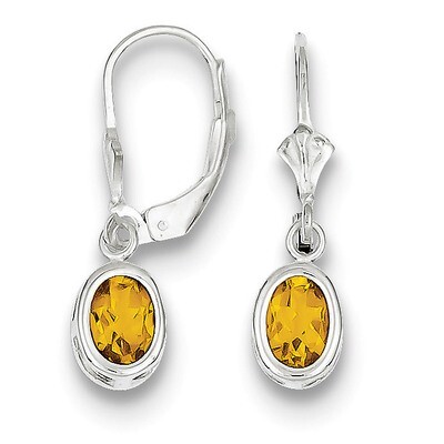 7x5mm Oval Citrine Leverback Earrings Sterling Silver QE2043CI, MPN: QE2043CI, 883957226293