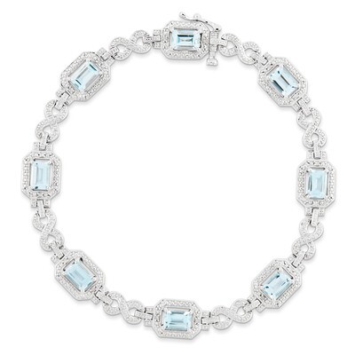 Light Swiss Blue Topaz Bracelet Diamond Sterling Silver QX818BT, MPN: QX818BT, 883957409689