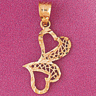 Dazzlers Jewelry Double Heart Pendant Necklace Charm Bracelet in Yellow, White or Rose Gold 3763, M…