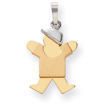 Boy with Hat on Right Engravable Charm 14k Two-tone Gold Small XK398, MPN: XK398, 883957378213