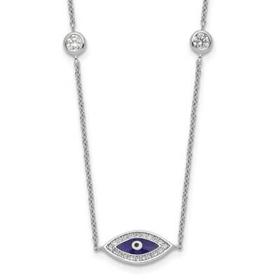 Enameled CZ Diamond Evil Eye Necklace 36 Inch Sterling Silver Rhodium-Plated QG5278-36, MPN: QG5278…