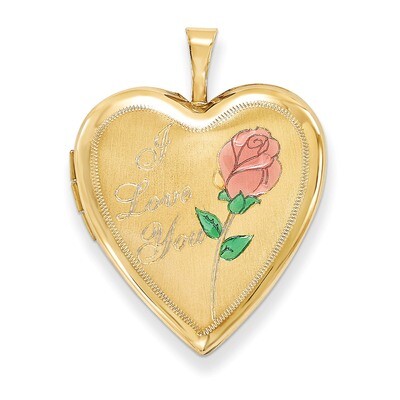 Enamel Rose I Love You Heart Locket 14k Gold 20mm XL602, MPN: XL602, 883957144269