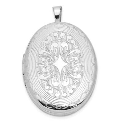 Polished Medallion 26X20mm Oval Locket Sterling Silver Rhodium-plated QLS1070, MPN: QLS1070,