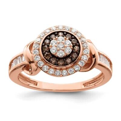 Black Rhodium-Plated CZ Diamond Fancy Ring Sterling Silver Rose-Tone QR7199, MPN: QR7199,