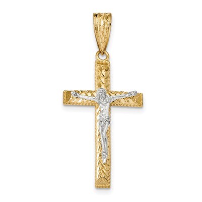 Diamond -cut Crucifix Pendant 14k Two-Tone Gold K6303, MPN: K6303, 883957847443