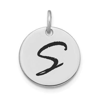 Letter S Black Epoxy Initial Disk Charm 14k White Gold Polished YC1436WS, MPN: YC1436WS, 1969040850…