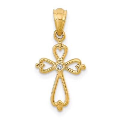 Yellow Gold Diamond Accented Cross Pendant 14k Gold PM4996-001-YA, MPN: PM4996-001-YA, 883957450148