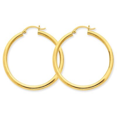 3mm Light Tube Hoop Earrings 14k Gold T941L, MPN: T941L, 883957287935