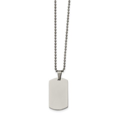 Rounded Edge 2mm Thick Dog Tag Necklace Stainless Steel Polished SRN2134-24 by Chisel, MPN: SRN2134…