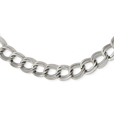 Textured Link 17.5in. Necklace Stainless Steel Polished SRN2475-17.5 by Chisel, MPN: SRN2475-17.5, …
