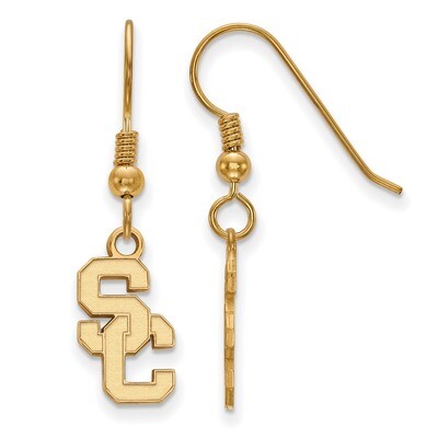 University of Southern California Small Dangle Earring Wire Gold-plated Sterling Silver GP007USC, M…