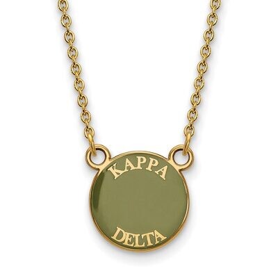 Kappa Delta Extra Small Enameled Pendant with 18 Inch Chain Gold-plated Silver GP012KD-18, MPN: GP0…