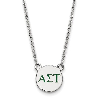 Alpha Sigma Tau Extra Small Enameled Pendant with 18 Inch Chain Sterling Silver SS027ALS-18, MPN: S…