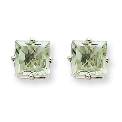 6mm Square Green Quartz Earrings 14k White Gold XE62WAG, MPN: XE62WAG, 883957094366
