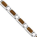 Polished with Tiger&#39;s Eye 8.5 Inch Bracelet - Stainless Steel SRB1753-8.5 by Chisel, MPN: SRB1753-8…