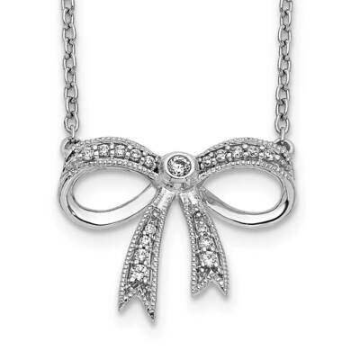 Diamond Bow 18 Inch Necklace 14k White Gold PM3765-010-WA, MPN: PM3765-010-WA, 883957275420