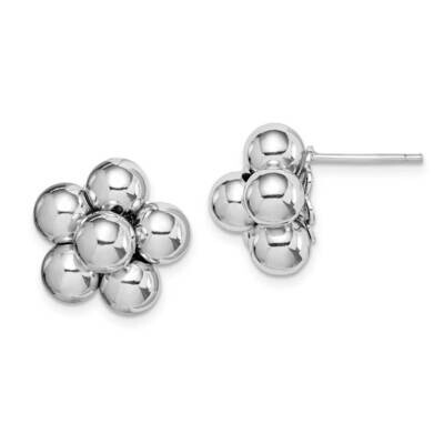 Polished Beaded Post Earrings Sterling Silver Rhodium-plated QE15096, MPN: QE15096, 886774103365